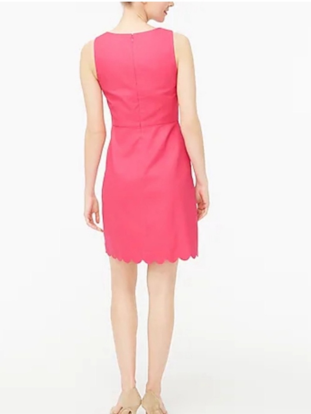 NWT J. Crew Scallop Hot Pink Mini Dress Size 6 Barbie Scalloped Hem - Picture 2 of 8